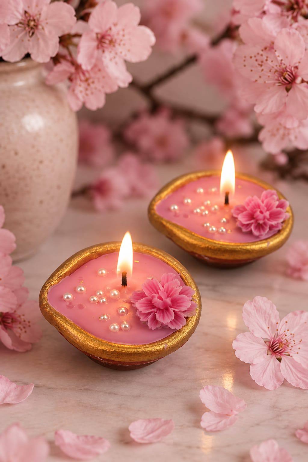 Floral Diya Candle Set